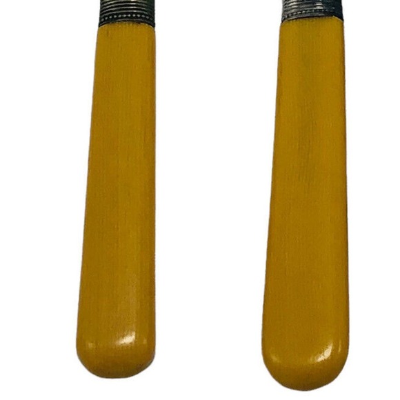 H.F & Co. Silver Plate Master Fish Fork and Knife Set Celluloid Handles 1910 - Picture 6 of 8